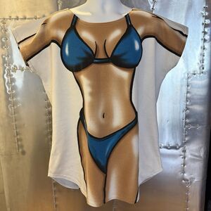 Vintage Body Tease Bikini Bathing Suit Cover Up Shirt OSFM One Size USA Made